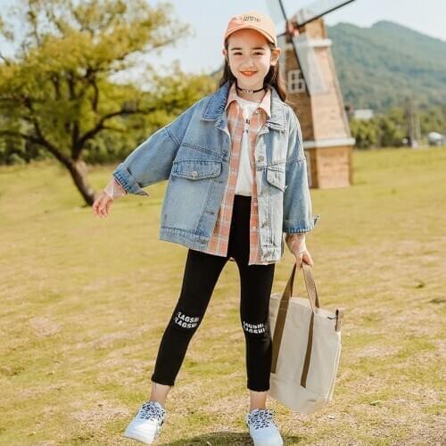 Spring Autumn 4-15Y Children Clothing Cartoon Girls Denim Coats New 2021 Brand Teens Jackets For Kids Fashion Clothes Tops