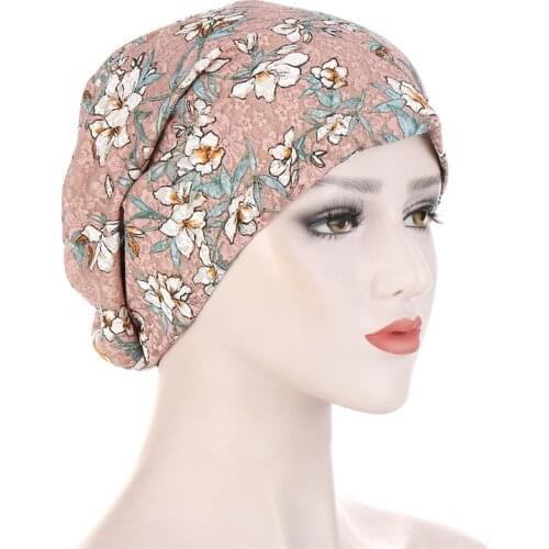 Summer Fashion Breathable Thin Turban Hat Lace Muslim Head Cover Round Sleep Hat Night Cap Women Elegant Bonnet Hat Headwrap