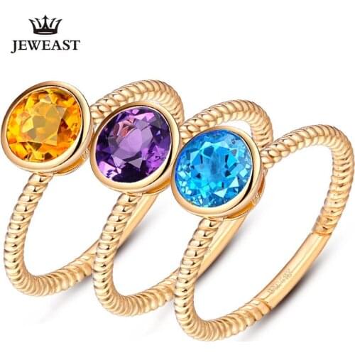 SLFD Natural topaz/Citrine/Amethyst 18K Pure Gold 2020 New Hot Selling Top Ring Shape Ring For Ladies Woman Genuine Jewelry