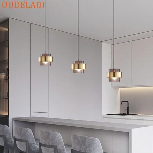 Nordic Modern Glass Pendant Lamps Restaurant Bar Cafe Chandelier Lights Creative Gold Wrought Iron Hanging Lighting