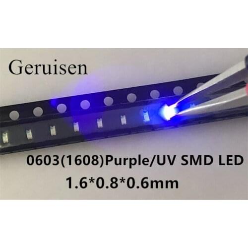 UV/purple Color 0603 SMD SMT Super Bright lamp LED lights light-emitting diodes New High quality 390-410nm 1.6*0.8*0.6mm 4000PCS