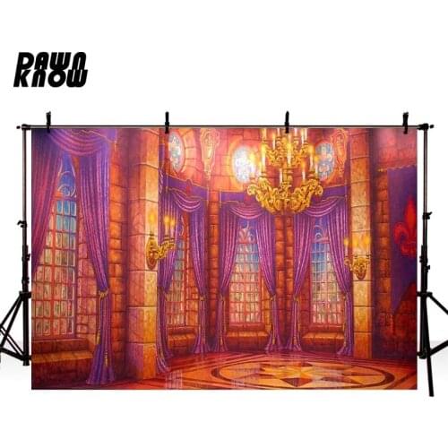 DAWNKNOW Beauty and Beast Vinyl Photography Background Luxurious Castle Polyester Backdrops For Children Photo Studio Props G076