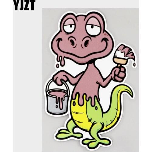 YJZT 10.8CM×16.5CM Gecko Cartoon Paints Himself Decal PVC Car Sticker 11C-0213