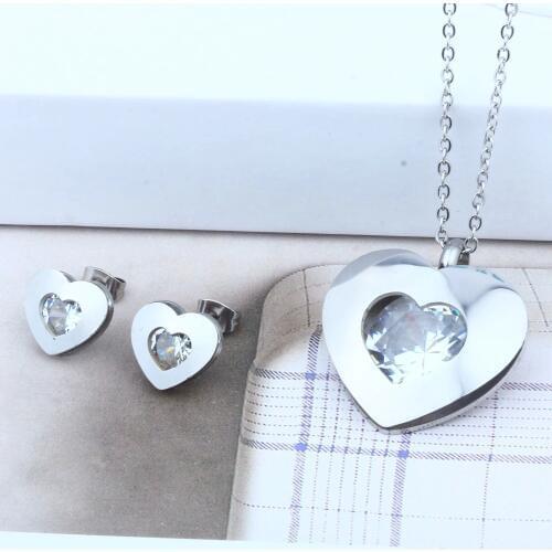 OUFEI Stainless Steel Jewelry Woman Zirconia Heart Jewelry Sets Fashion Necklace And Earing Set Gifts For Women Jewellery
