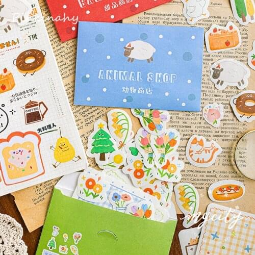 32 X Kawaii Cartoon Stamp Seal Diary Stickers Retro Stamps Scrapbooking Korean Cute junkJournal Sticker Label Stationary