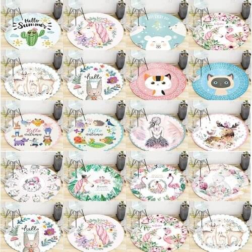 3 sizes Home decorative Cartoon round carpet thicken flannel parlor collection area rugs, water absorb anti-slip floor mat CA12
