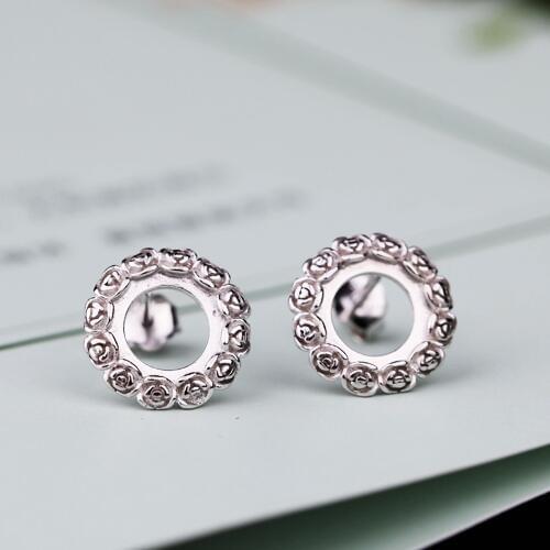 925 Sterling Silver Semi Mount Women Stud Earrings for 7x7mm Round Cabochon Amber Agate Fine Jewelry Setting White Gold Color