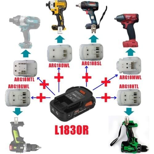 L1830R Adapter ARB18MTL ARB18DWL etc Converter Use AEG RIDGID Li-ion Battery on Makita Dewolt Busch Milwaukee Hitachi Worx Tool