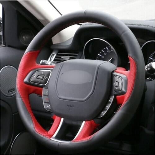 Safe Non-Slip Soft Breathable Top Leather Steering Wheel Hand-stitch on Wrap Cover For Land Rover Range Rover Evoque 2012-2016