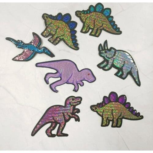 Sequin embroidery dinosaur animal cartoon patches for clothing DE-3