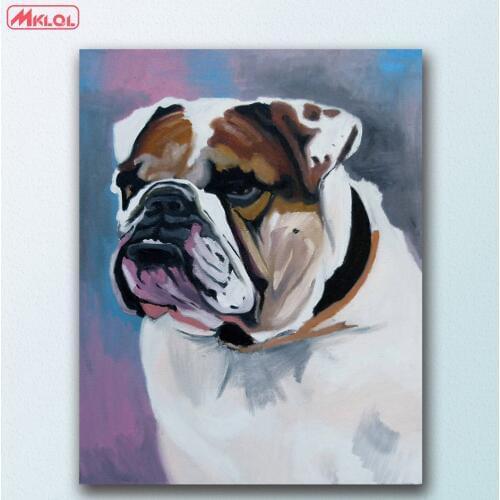Large size American Bulldog Canvas Painting For Living Room Home Decoration Oil Painting On Canvas Wall Painting Unframed