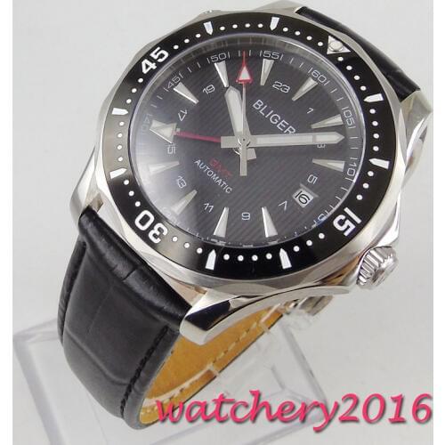 41mm bliger black dial sapphire glass date GMT ceramic bezel Luxury Automatic Movement mens watch