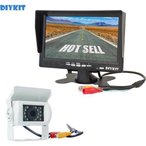 DIYKIT Quality HD 7 inch TFT LCD Display Rear View Car Monitor + Waterproof IR CCD Night Vision Rear View Car Camera White