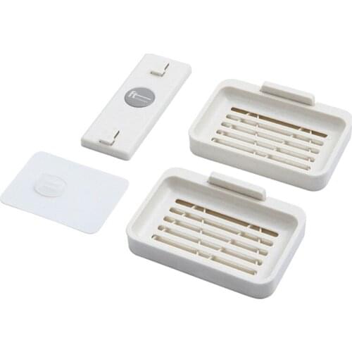 Double Layer Soap Box Bathroom Accessories Soap Dish Sucker Storage Basket Soap Box Vertical Cup Soap Holder