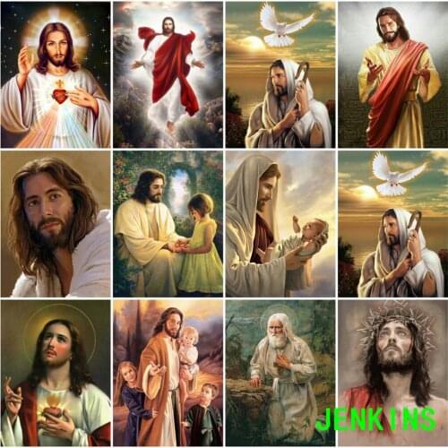 Jenkins Jesus Diamond Painting Portrait Diy Beaded Needlework Diamond Embroidery Jesus Cross Stitch Kit Rhinestones Art Wall Dec
