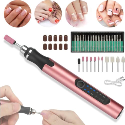 1 Set Professional Electric Nail Rig Wireless USB Charging Portable Nail File Pen Pedicure polishing nail tools