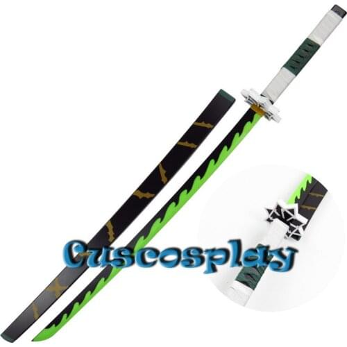 Anime Demon Slayer: Kimetsu No Yaiba Cosplay Prop Shinazugawa Sanemi Wooden Sword Weapons for Halloween Christmas Comic Party