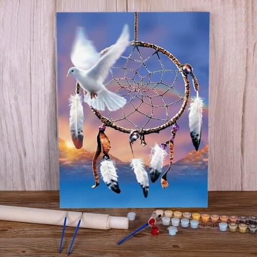 Dreamcatcher Wolf DIY Paint By Numbers Package Oil Paints 40*50 Canvas Pictures Home Decor Crafts Adults Wall Art Drawing