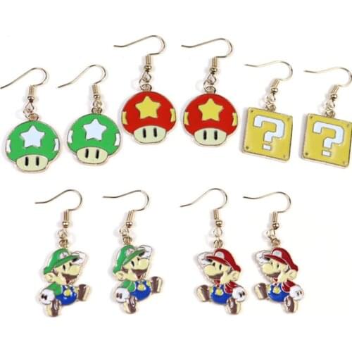 Cartoon Mushroom Drop Earrings Game Cute Figure Hoop Earring for Women Children Birthday Gift Lovely Jewelry