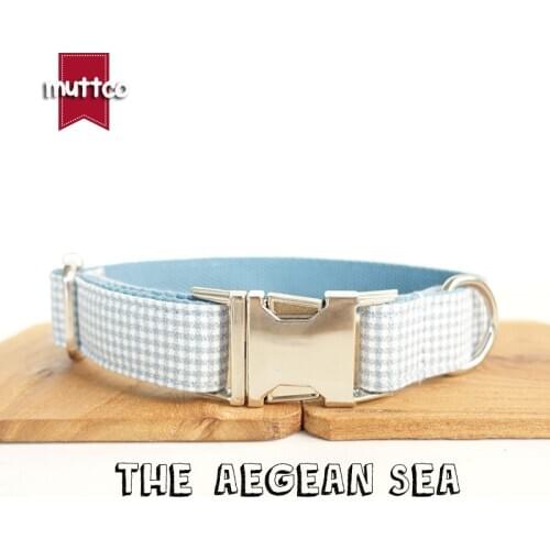 MUTTCO retailing British style collar THE AEGEAN SEA dog collar 5 sizes UDC022