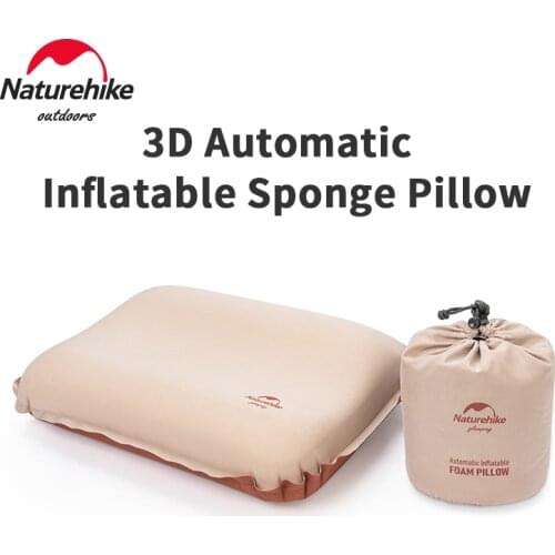 Naturehike Outdoor 12cm 3D Automatic Inflatable Sponge Pillow 320G Comfortable Portable Inflatable Pillow Camping Office Travel
