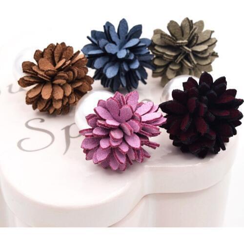 New Cute Daisy Flowers Shape Big Pearl Double Side Stud Earrings For Women Colorful Succulent Plants Earring Decoration Jewelry