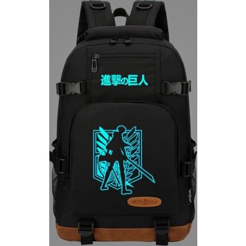 New Luminous Anime Attack On Titan Boys Girls Kids School Book Bags Women Bagpack Teenagers Canvas Men Laptop Travel Backpack
