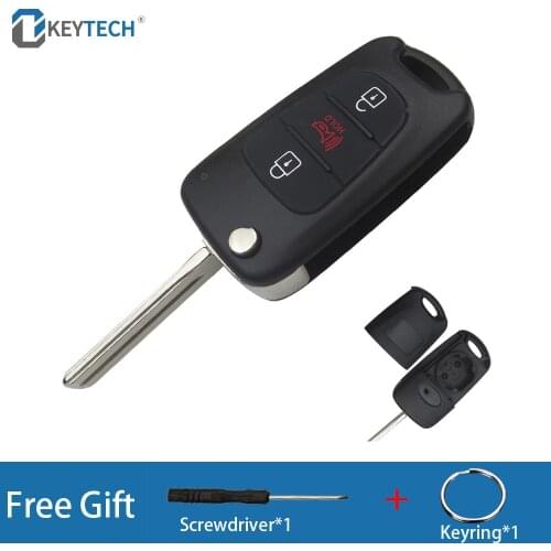 OkeyTech Flip Key Shell For Hyundai Folding Remote Control Car Key Case 3 Button For KIA SOUL Replacement Accessories Fob Cover
