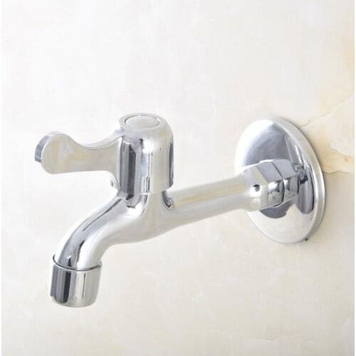 Polished Silver Chrome Brass Wall Mount Single Handle Mop Pool Outdoor Garden Faucet Laundry Sink Water Tap Dav165
