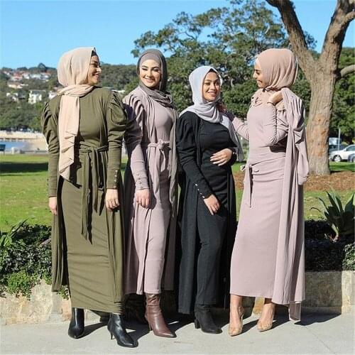 Simple Fashion Womens Wear Solid Color Muslim Cardigan clothes for muslim women islamic clothing