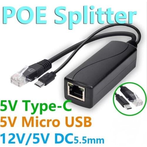 Gigabit Type C PoE Splitter Adapter 5V 2.4A IEEE 802.3af Standard 1000Mbps For USB Charging Cable RJ45 Port Power Over Ethernet