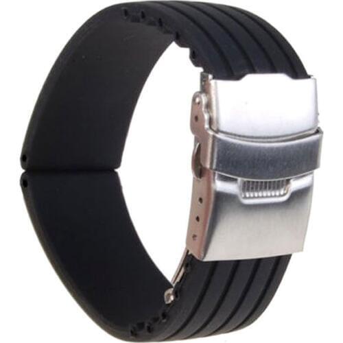 Newest Fashion 18/ 20/22/24mm Reloj Hombre Silicone Rubber Watch Strap Deployment Buckle Waterproof Band