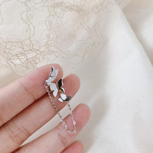 Smooth Chain Butterfly Ear Bone Clip On Earrings for Women Fashion Jewelry Ear Cuffs No Piercing 2021 New