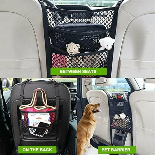 Luggage Car Cargo Net Bag Between Black Car Seat Elastic Mesh Organizer Pocket Storage