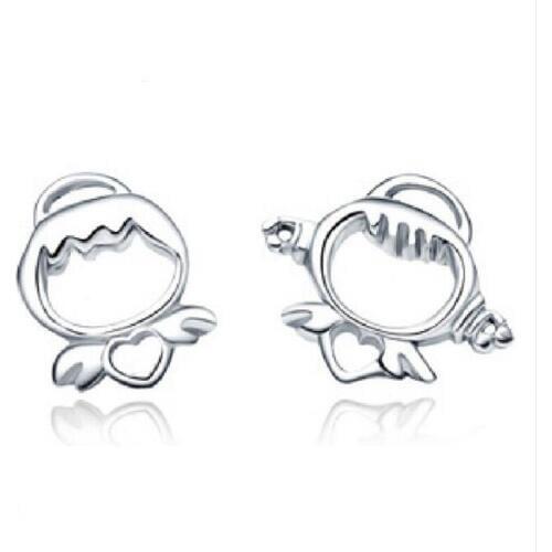 Temperament Cute 925 Sterling Silver Jewelry Personality Angel Doll Little Boy And Girl Wholesale Earrings SE52