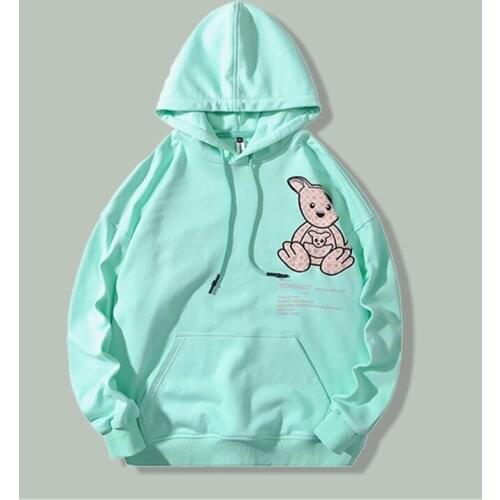 Hip Hop Cartoons Kangaroo Print Hoodie Sweatshirt Men Harajuku Streetwear Letter Printing Hooded Pullover Spring Oversize Hoodyd