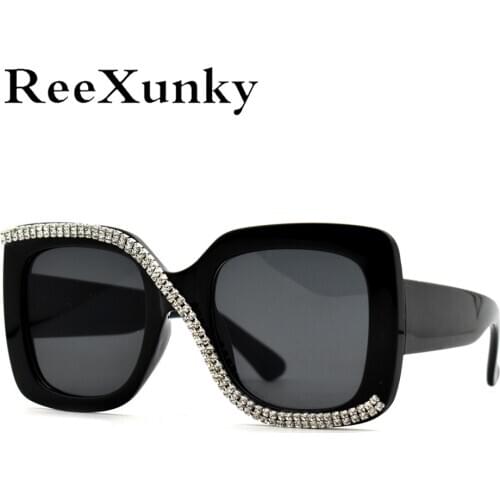 Trending 2021 Rhinestone Square Sunglasses For Women Luxury Vintage Oversized Sun Glasses Mens Travel Outdoor Shades V400