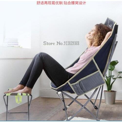 Outdoor portable folding chair net red backrest fishing chair stool leisure beach lounge chair lunch break chair moon chair