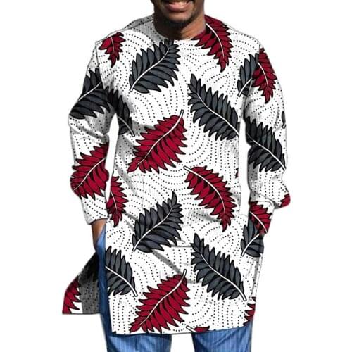 Unique Design Pattern Print Mens Shirt Long Sleeve Dashiki Tops Custom Made Modern Design African Wedding Clothes