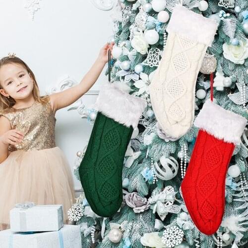 Knitted Christmas Stocking Christmas Decoration Cable Knit Stocking Xmas Decoration Socks Gifts Holiday Stocking For Kids