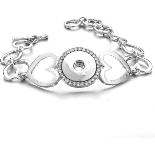 New Silver color Snap Bracelet Women Interchangeable Jewelry Fit Crystal 18mm Snap Button Jewelry Vintage Ginger Charms Bracelet