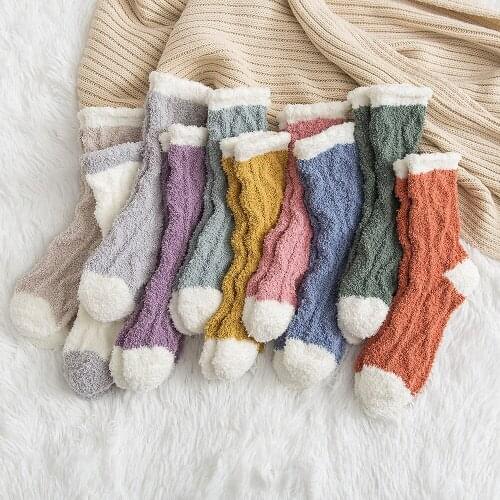 Winter Warm Soft Elastic Coral Velvet Sock Home Floor Bed Slipper Socks Breathable Kawaii Sock for Girls Fluffy Socks Women