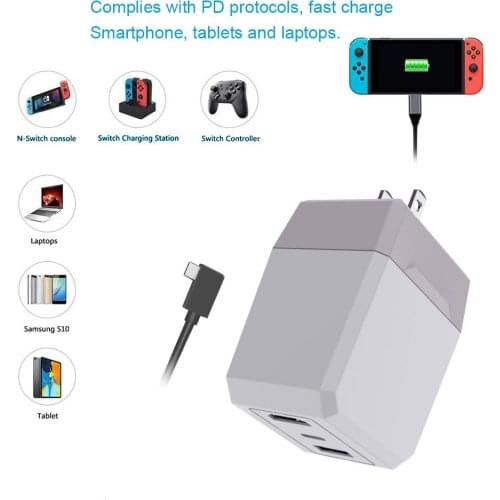 1pc Portable Travel LED AC Power Fast Charger Dock Adapter USB 3.0 HD TV Converter Dock Adapter for Nintend Switch NS Console