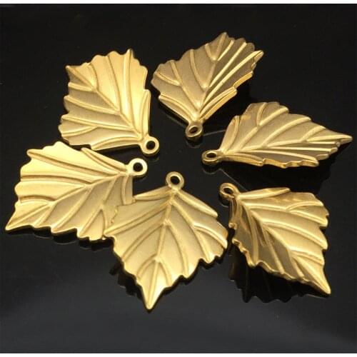 10pcs/lot leaf Charms gold tone stainless steel Charms Pendants fashion Jewelry Findings Fit DIY 23.5*17mm