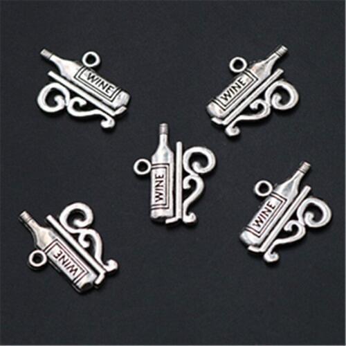 WKOUD 10pcs Silver Color Grape Wine Charm Alloy Pendants Bracelet Earrings DIY Hip Hop Style Jewelry Handmade Accessories