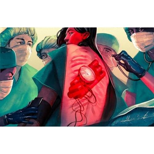 13 Sheets Surrealist Modern Art DIY Poured Glue Diamond Painting Kits Scalloped Edge Wall Home Decoration Unique Handcraft Gift