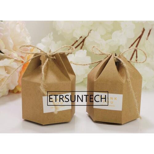 200pcs Fast Shipping Kraft Gift Bag Wedding Favor Gift Boxes Pie Party Box Bag Eco Friendly Kraft Gift Bags Wrapping Supplies