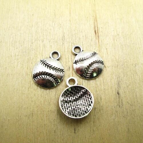 30pcs--18x15mmBaseball charms, Softball charm, baseball charm pendants DIY necklace/ bracelets charms antique silver tone