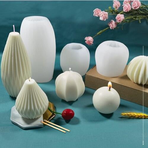 3D Geometric Candle Mould Scented Candle Wax Mold Handmade Candle Making Aromatherapy Plaster Soap Molds Cake Baking Utensils