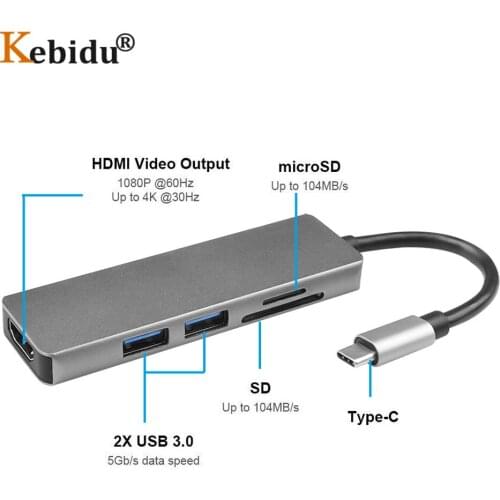 Kebidu USB C Type C To HDMI-compatible Hub Adapter Type-C To USB 3.0 Converter Card Reader for MacBook Huawei Mate 30 Pro